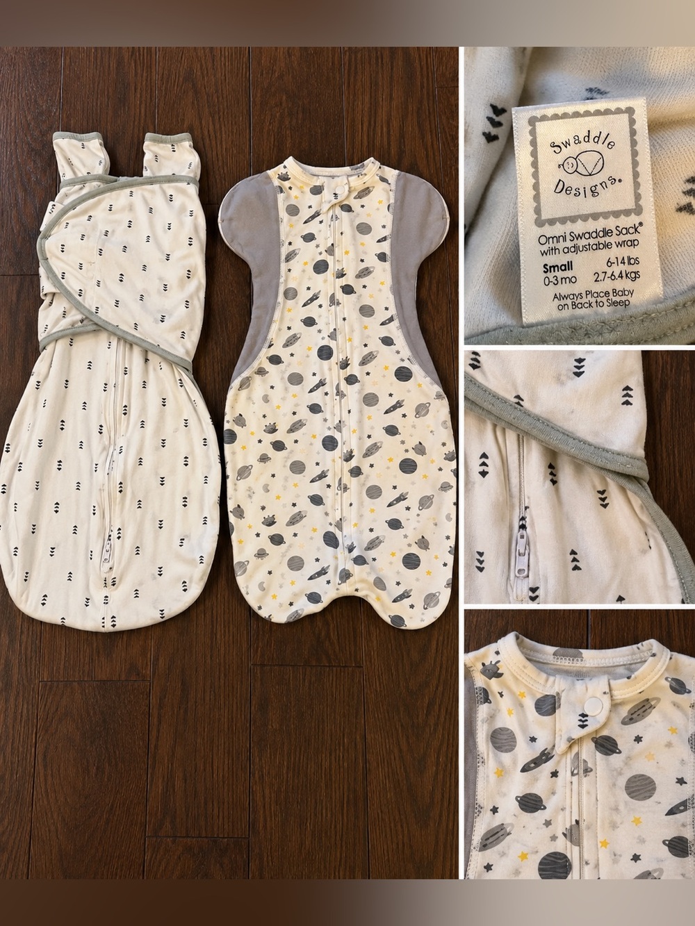 SwaddleDesigns Omni Swaddle Sack & Space Sleep Sack Baby 0-3M Bundle